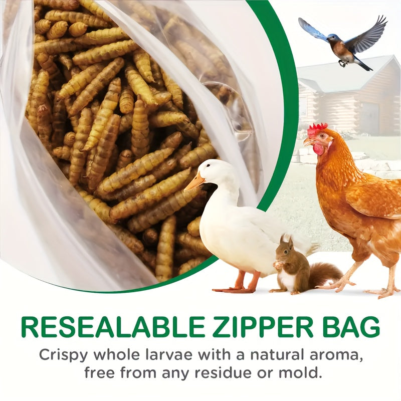 Dried Black Soldier Fly Treats 17.99oz, Larvae Snacks Listed for Chickens, Ducks, Birds and Hamsters, Supplemental Insect Feed for Animal Care