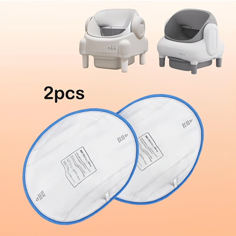 Replacement Litter Box Liners 2 Pack, Oval Inserts with White Base and Blue Trim for Compatible Semi-Open Self-Cleaning Cat Litter Systems