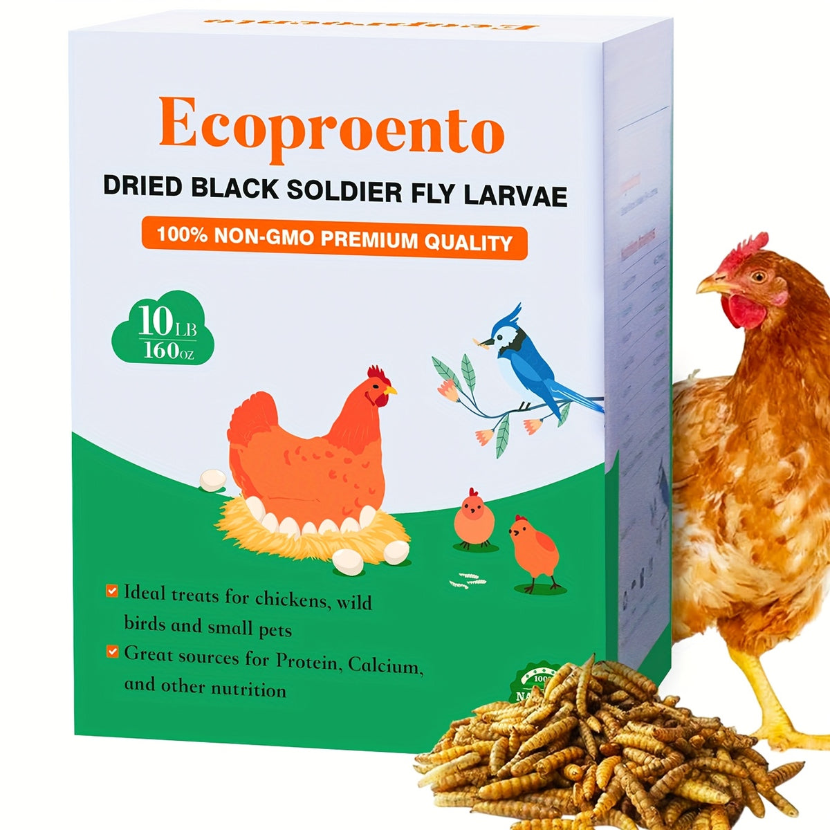 Black Soldier Fly Grubs 10 lb, Dried Larvae Chicken Treats for Backyard Flocks, Ducks and Wild Birds, Bulk Insect Snacks for Foraging Routines