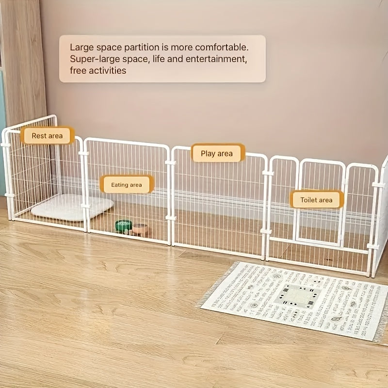 Indoor Dog Enclosure with Flexible Layout for Rest, Play and Potty Areas, Stainless Steel Pet Pen in Black or White for Small and Medium Dogs
