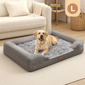 Plush Foam Dog Bed with Removable Washable Cover, Gray Egg Crate Pet Lounger with Raised Edges in Large Rectangle and Semicircle Options