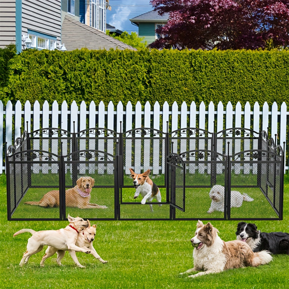 Dog Playpen with Waterproof Pad, 8-Panel Heavy Duty Metal Pet Fence with Door for Indoor Outdoor Puppy Training, Exercise and Large Dog Play Areas