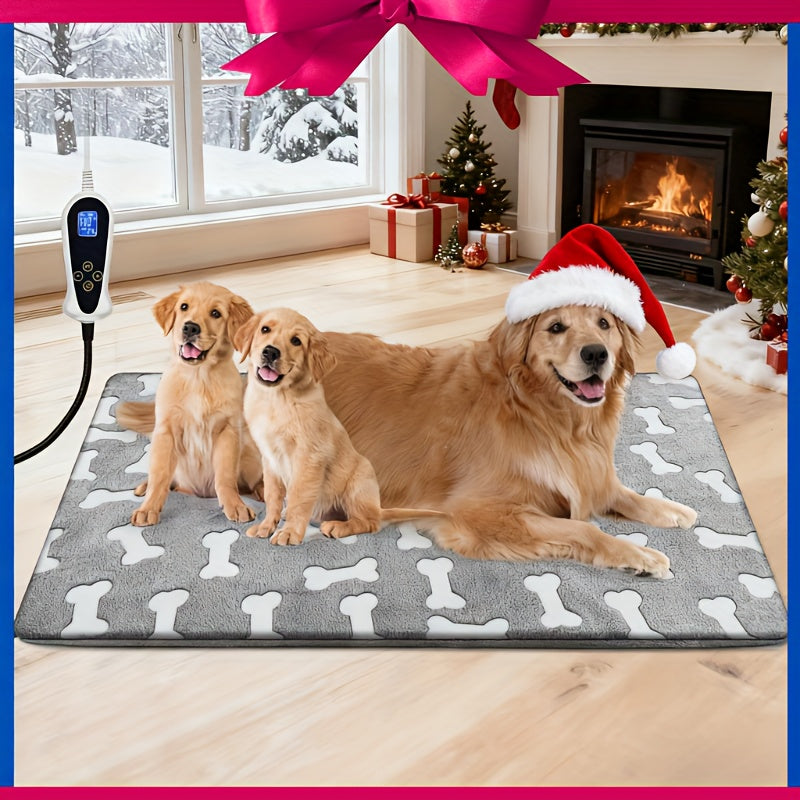 Thermostatic Pet Heating Pad for Dogs and Cats, 1-24 Hour Timer, Washable Soft Cover, US Plug, Large 34 x 21 or XX-Large 47 x 30 Inch