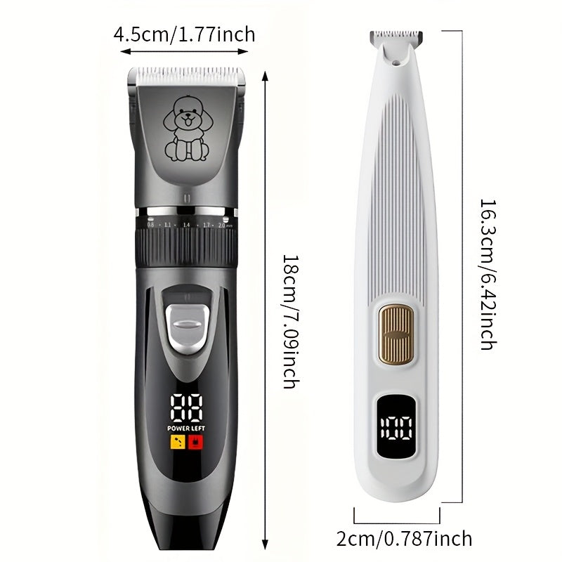 Quiet Dog Grooming Kit with Rechargeable Cordless Clippers, Electric Pet Hair Shaver for Dogs and Cats, Gold, White Kit or Gray Display Options