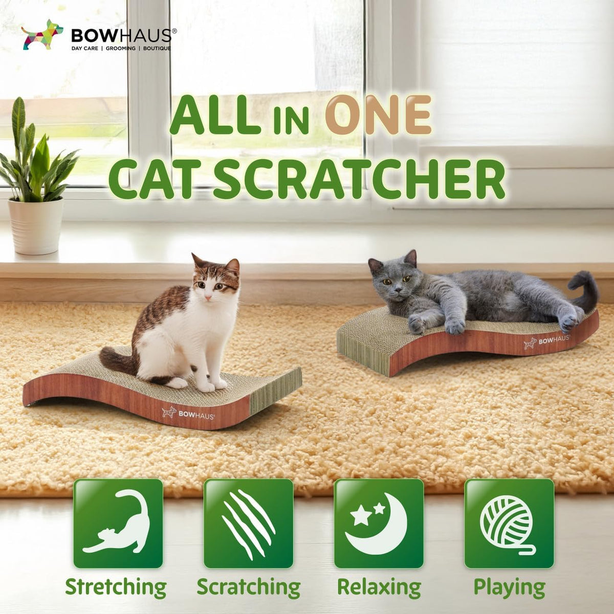 Reversible Cat Scratcher Lounger for Indoor Cats, Large Scratching Pad for Daily Stretching and Rest, Basic 8-Piece or Curved 1-Piece Options