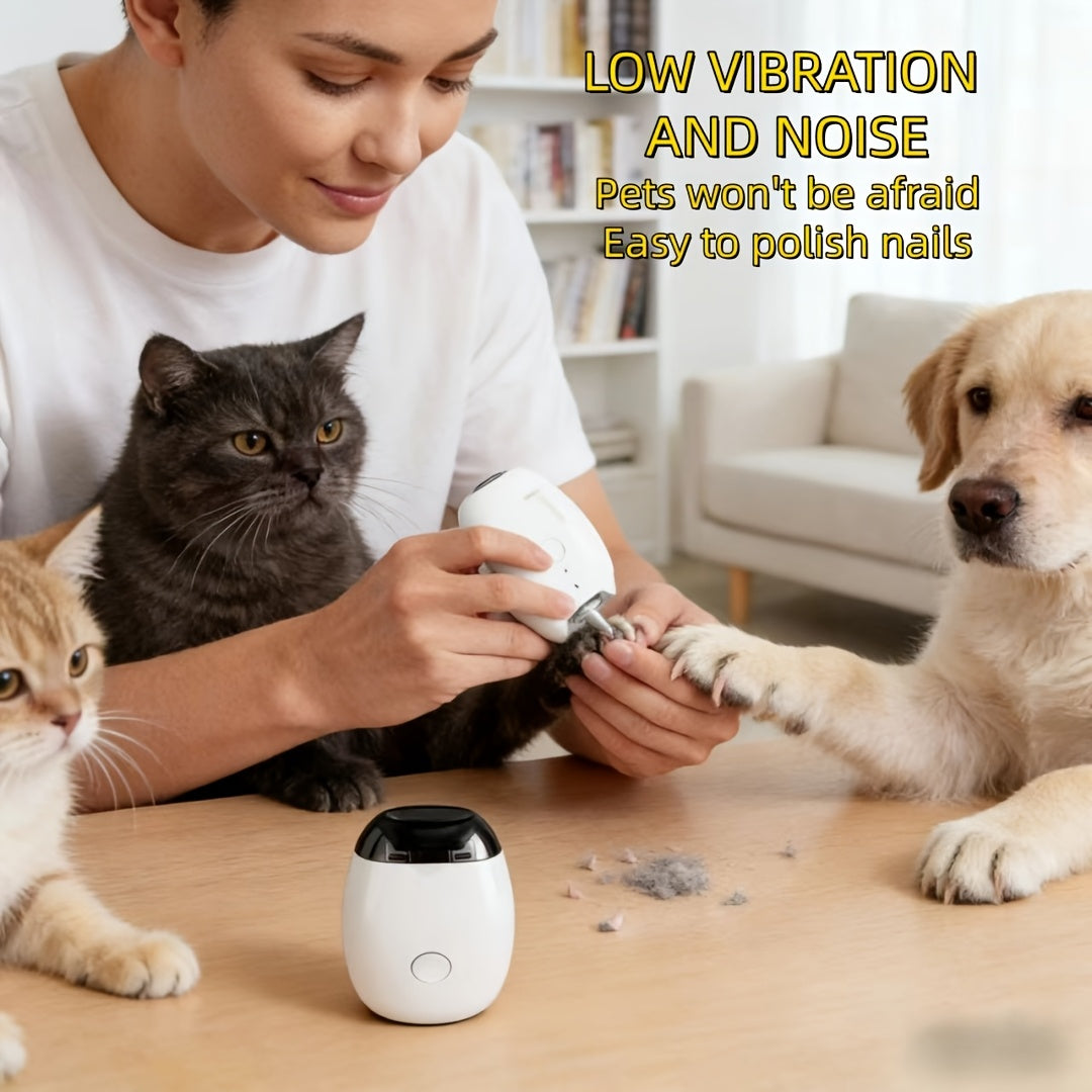 3-Speed Pet Nail Grinder for Dogs and Cats, Quiet Lightweight Electric Nail Trimmer for At-Home Paw Grooming with Plush Dog Toy