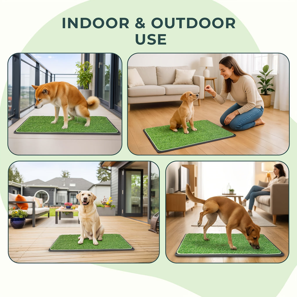 Indoor Dog Potty with Artificial Grass, Washable Puppy Pee Pad and Tray, Portable Toilet System for Small Dogs Under 20 lbs, 20 x 25 or 20 x 30 Inches