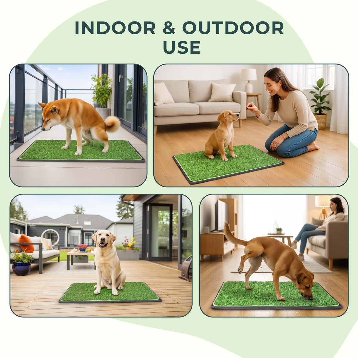 Indoor Dog Potty with Artificial Grass, Washable Puppy Pee Pad and Tray, Portable Toilet System for Small Dogs Under 20 lbs, 20 x 25 or 20 x 30 Inches