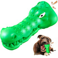 Crocodile Head Dog Chew Toy, Green Textured Rubber Squeaky Toy with Milk Scent for Supervised Chewing, Interactive Indoor and Outdoor Play