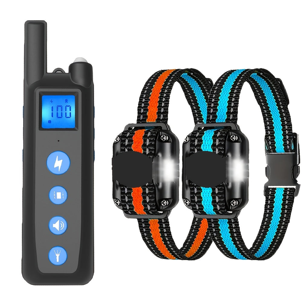Nylon Dog Training Collar with Remote Control, Adjustable Strap, 2600ft Listed Range, Sound, Vibration and Static Modes, Three Style Options