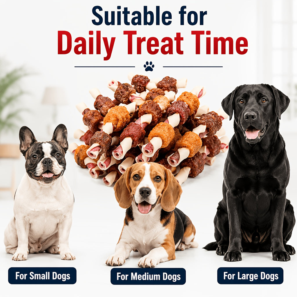 Dog Kabob Treats Triple Flavor Skewers, Mixed Meat Chew Snacks with Combination Pack Options for Supervised Rewards and Daily Treat Time