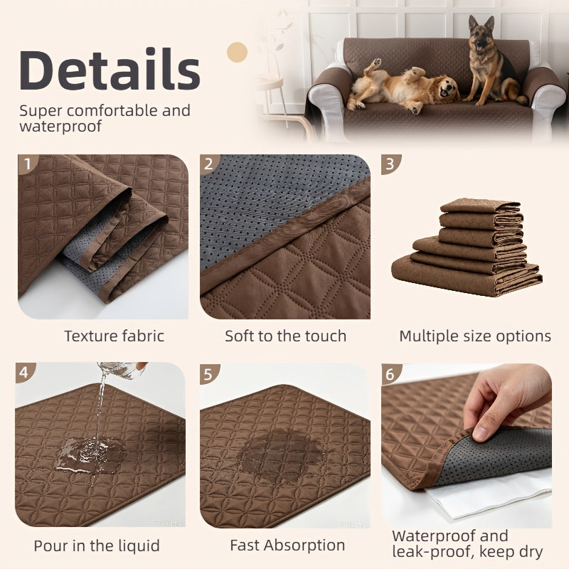 Washable Pet Pee Pads in 18 x 24 to 72 x 72 Inch Sizes, Reusable Non-Slip Absorbent Dog Training Mats with Size-Specific One or Two Pack Options