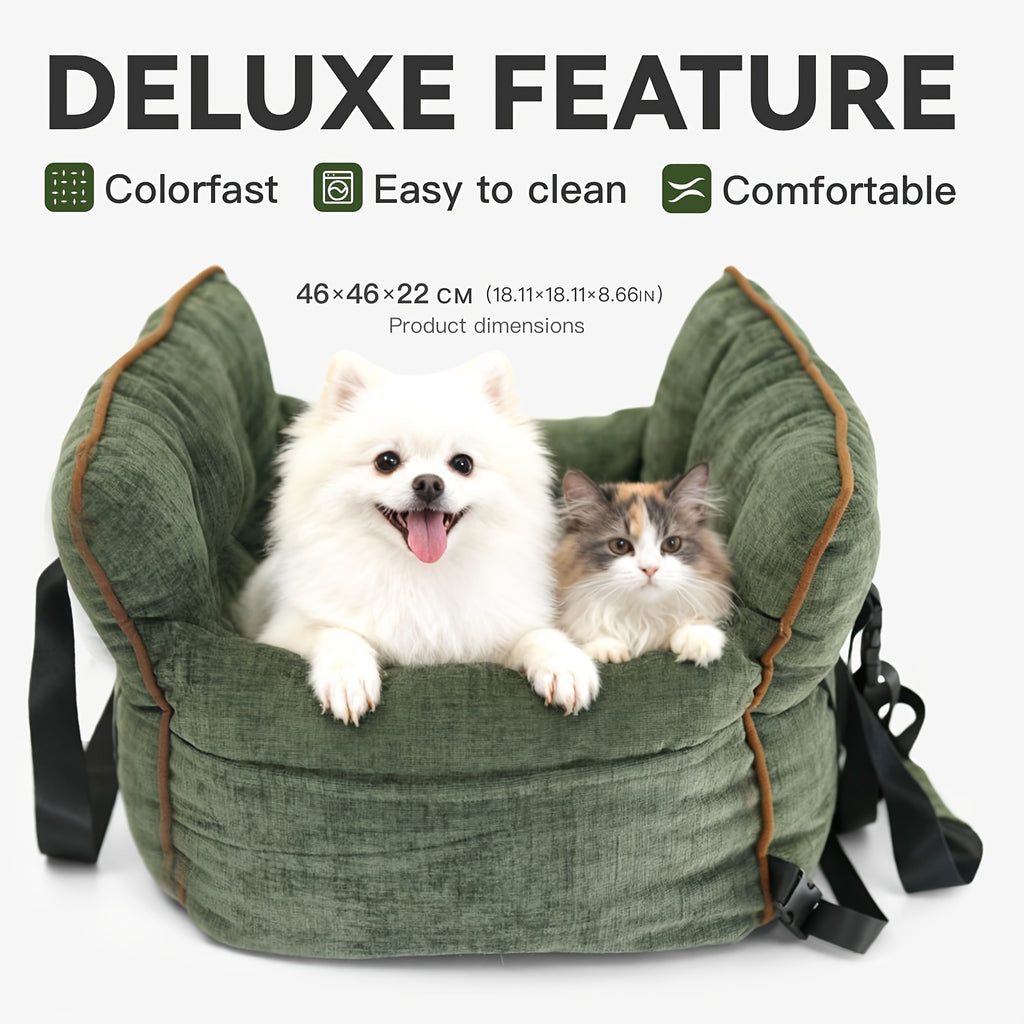 Dog Car Seat Carrier with Handheld and Shoulder Carry Options, Travel Booster Bag for Dogs and Cats with Listed Harness, Seven Color and Style Choices