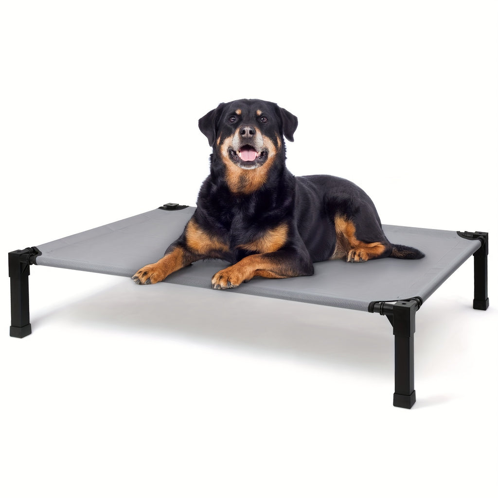 Elevated Dog Bed with Washable Mesh and Metal Frame, Raised Cooling Dog Cot with Non-Slip Feet, 35-60 Inch Options for Indoor and Outdoor Rest