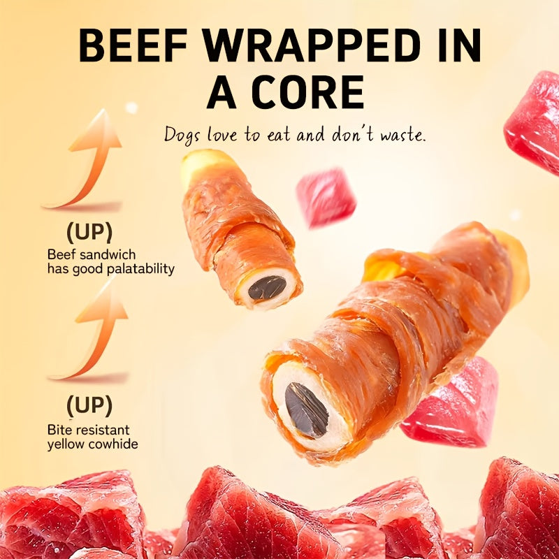 Duck Wrapped Beefhide Dog Chews, 116g 4.09oz Layered Chew Sticks with Thick Chewy Texture for Medium and Large Dogs, Supervised Reward Treats