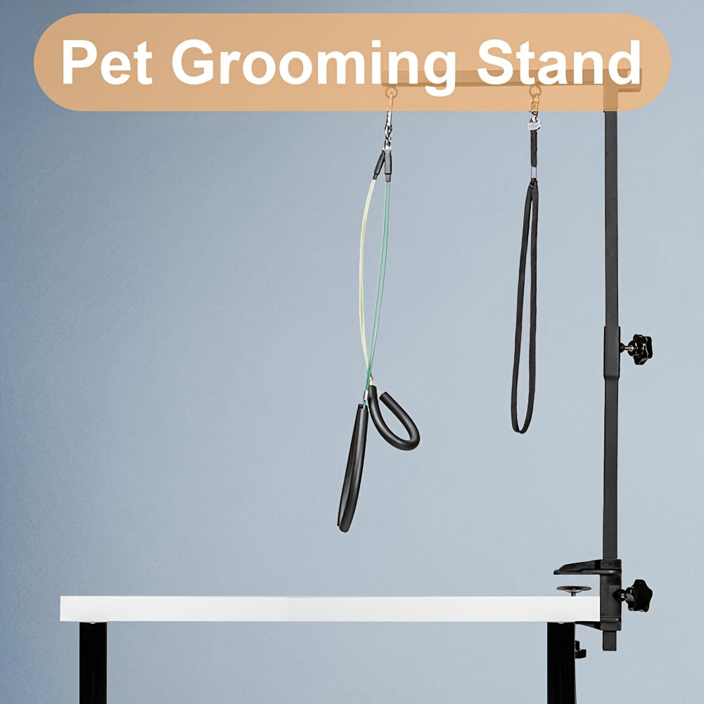 Telescopic Dog Grooming Arm in Black, Height Adjustable Pet Grooming Rack with Fixing Device for Supervised Bathing, Trimming and Coat Care