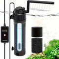 UV Aquarium Filter Pump with Timer for 40-120 Gallon Fish and Turtle Tanks, Adjustable Flow and Direction, Aeration and Rainfall Modes with Sponge