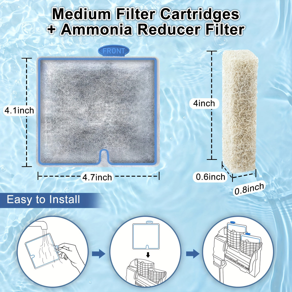 Aquarium Filter Cartridges for Aqueon QuietFlow 10, Medium Replacement Filters with Filter Pads for Fish Tank Care, 4/8/16 Packs