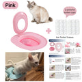 Cat Toilet Training Seat with Oval Design, Easy-Clean Bathroom Training Tray in Pink, Blue or Yellow with Two Toilet Stickers per Selected Color Option