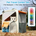 Cat Carrier Backpack with Collar Set, 11.89-Gallon Ventilated Pet Travel Bag for Cats and Dogs Under 27.56 lbs, Everyday Outings