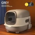 Enclosed Cat Litter Box with Covered Privacy Design, Extra-Large Listed Pet Toilet for Indoor Cat Potty Routines in Gray, Purple or Blue