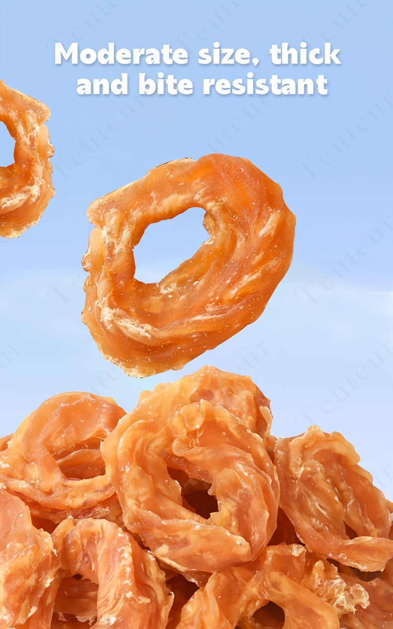 Chicken Ring Dog Treats, 120g / 4.23oz Crunchy Chicken Breast Snacks for Supervised Training Rewards, Everyday Treat Time and Dog Lover Gifts