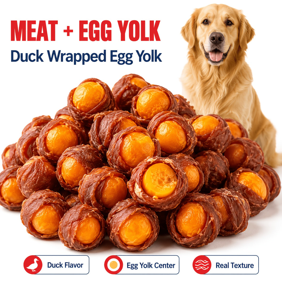 Egg Yolk Dog Treats with Duck Roll 150g or Chicken Thin Slice 110g Options, Chewy Snacks for Supervised Training Rewards and Everyday Treat Time