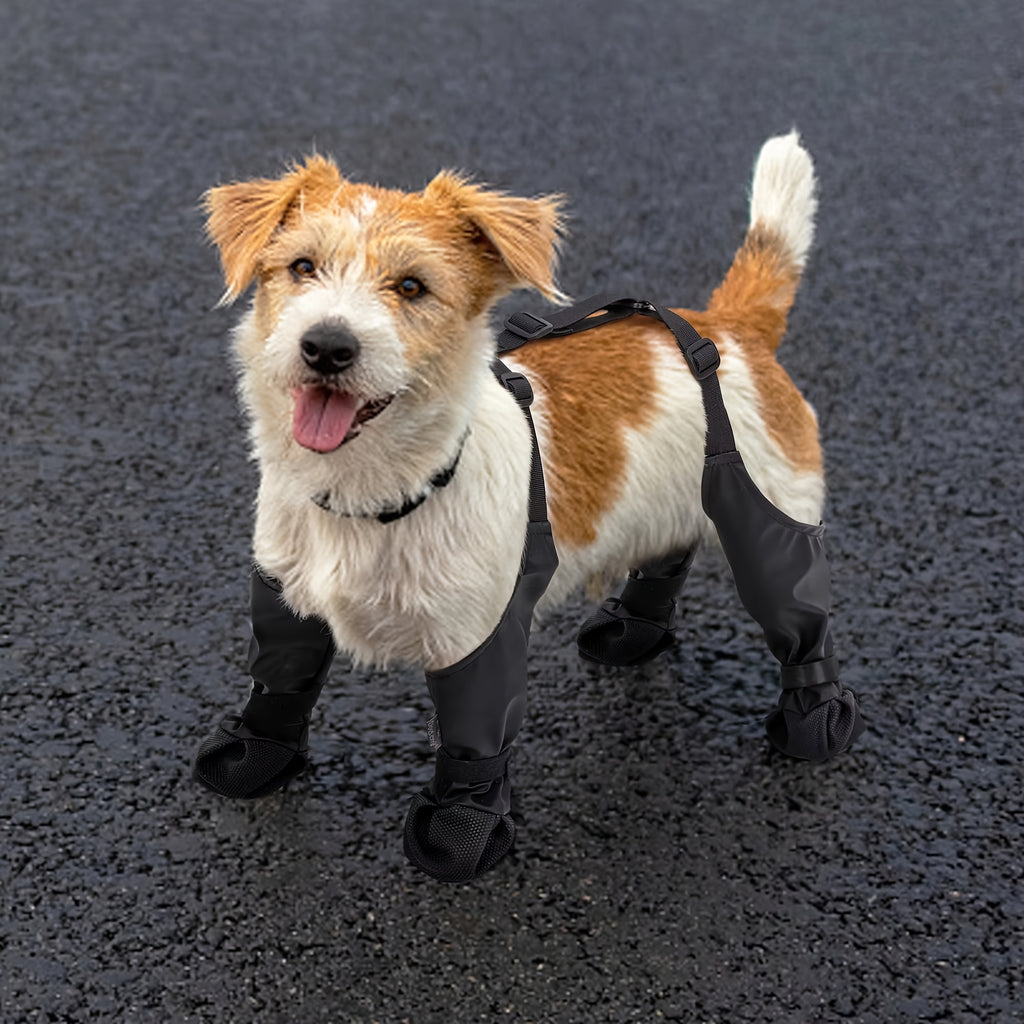 Waterproof Dog Boots for Small Dogs, Adjustable Non-Slip Dog Booties with Rubber Sole for Winter Snow, Rain and Hiking, All-Season Paw Protection Size S