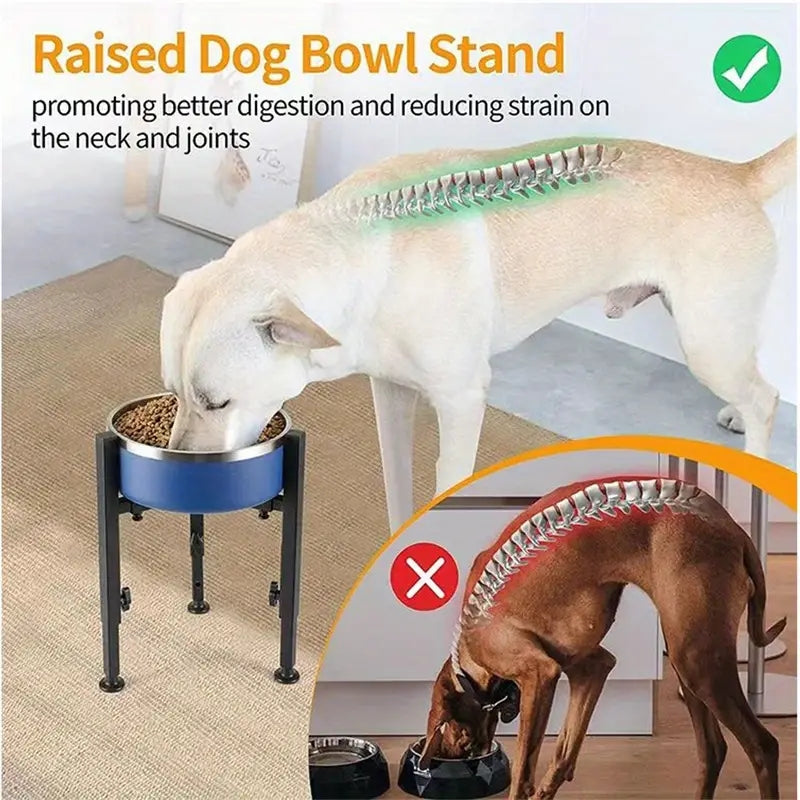 Height Adjustable Dog Bowl Stand, 8.5–14.5 Inch Metal Raised Bowl Holder for 7–11 Inch Bowls, Felt Noise-Reducing Pads for Medium and Large Dogs