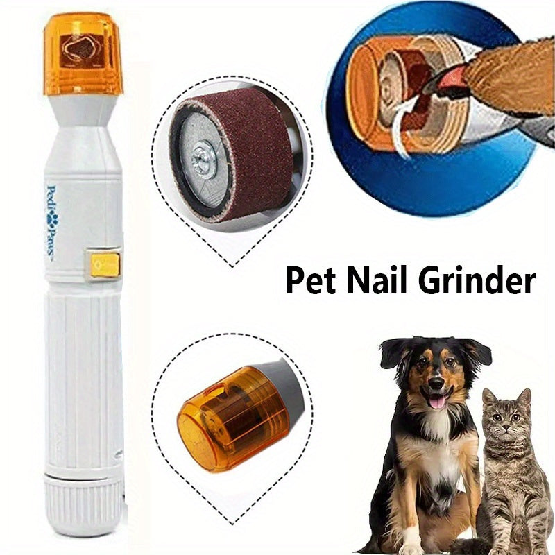 Pet Nail Grinder with Amber Protective Guard, Grey Electric Dog and Cat Nail File for At-Home Claw Smoothing and Grooming, Battery Not Included