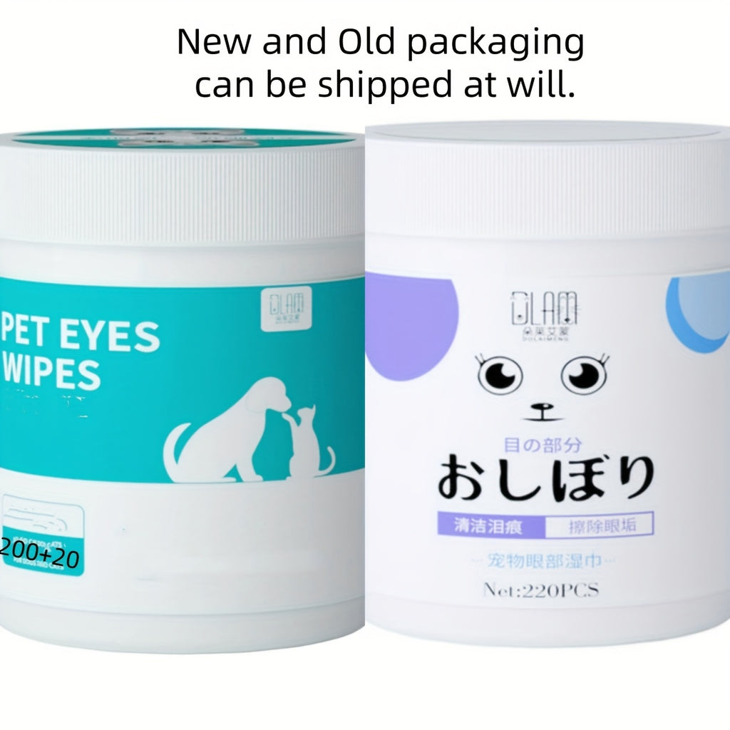 Tear Stain Cleaning Wipes for Dogs and Cats, 220 Count Pet Eye Area Grooming Pads in One Can for Everyday External Fur and Face Care