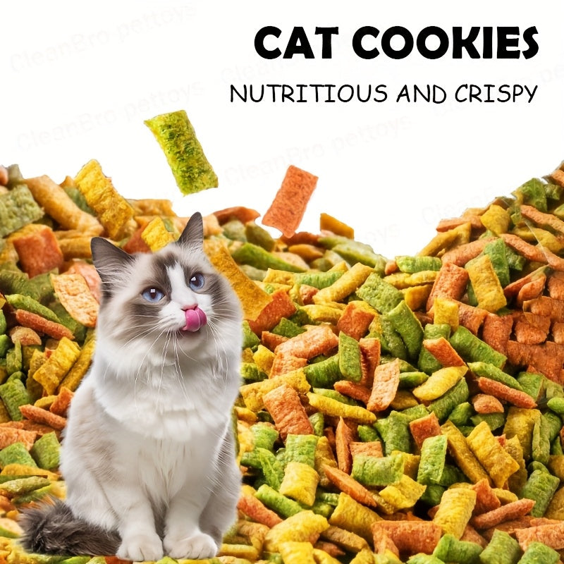 Cat Snack Pellets and Biscuits, 150g Cat Grass Pellets or Mixed Flavor Cat Biscuits and 155g Green Square Mint Granules for Supervised Treat Time