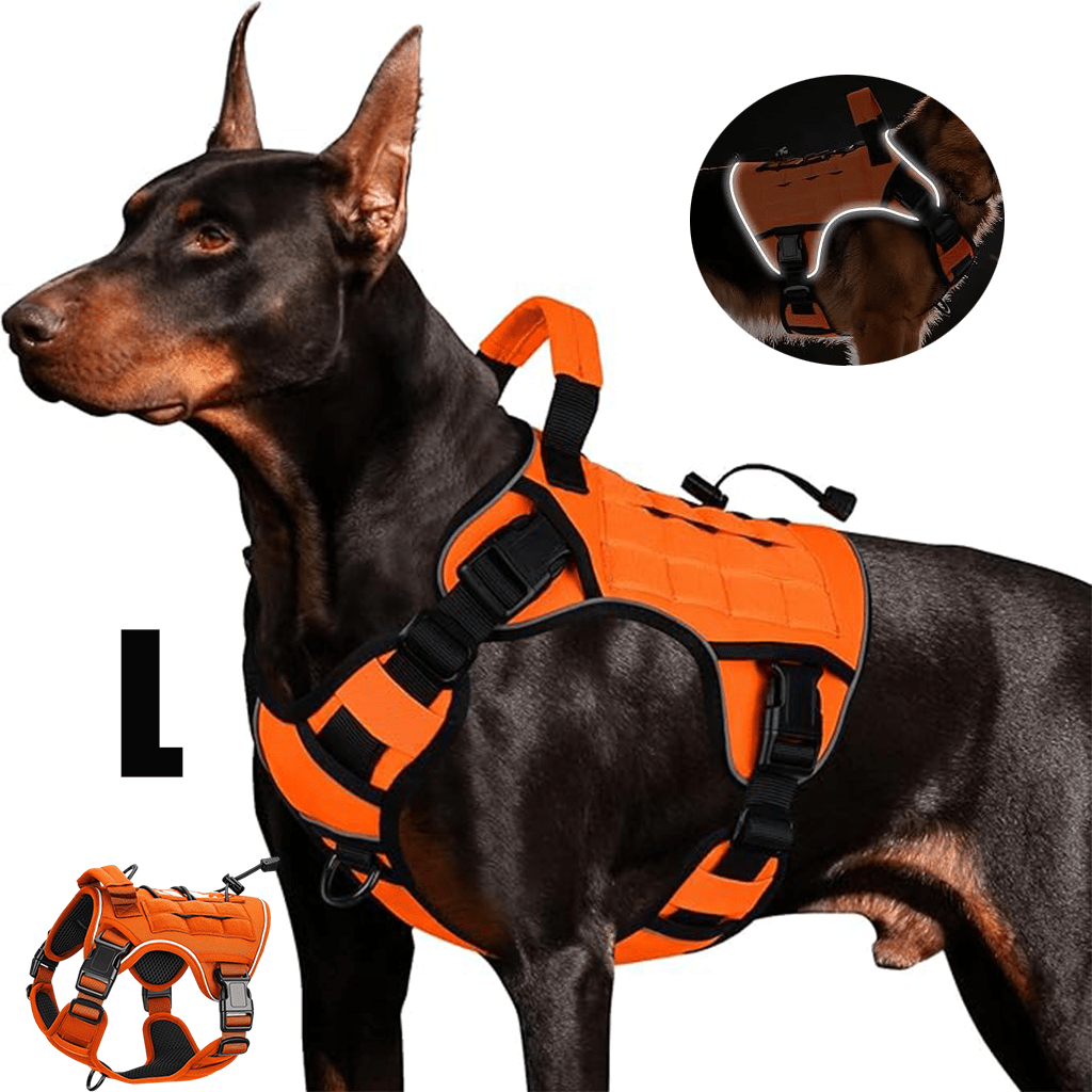 Tactical Dog Harness Vest with Adjustable Reflective Design, Machine Washable Outdoor Walking and Obedience Training Gear in S, M, L and XL