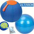 21.7 Inch Dog Herding Ball with Fabric Cover and Handle, Blue Orange Inflatable M Size Pet Training Toy for Supervised Backyard Push and Chase Games