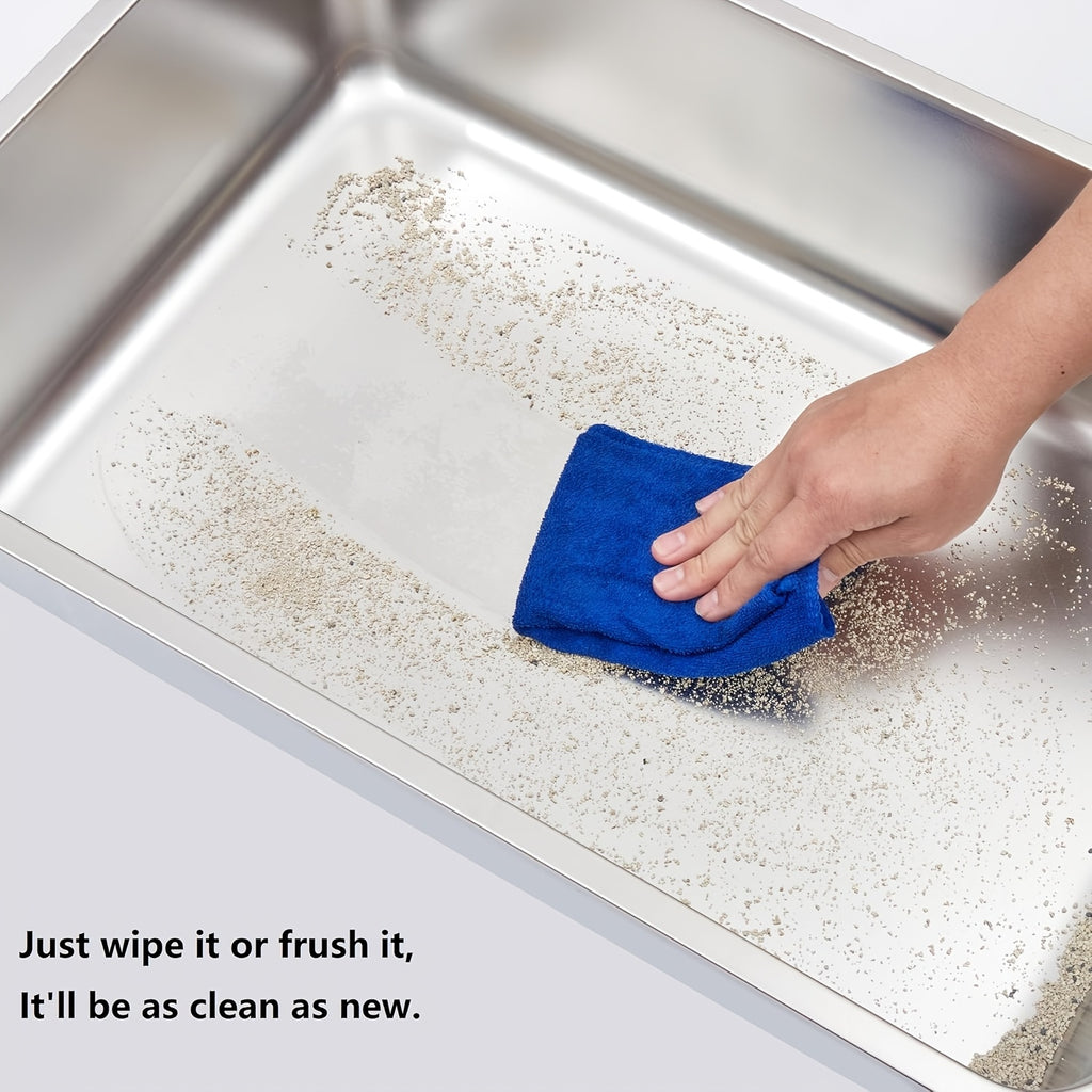 Stainless Steel Cat Litter Box Twin Set, 2-Pack Easy-Clean Metal Litter Pans with 2 Scoops and Non-Slip Bottom Pads, Three Size Options