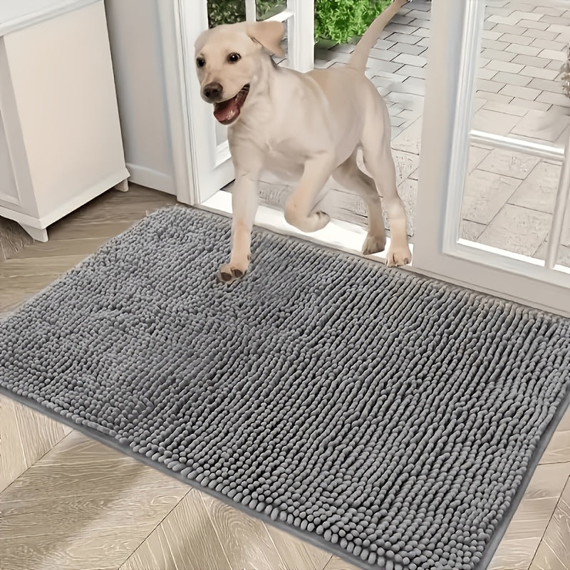 Dog Door Mat for Muddy Paws, Absorbent Microfiber Non-Slip Indoor Entryway Rug, Machine Washable Quick-Dry Pet Mat in Camel, Green or Gray
