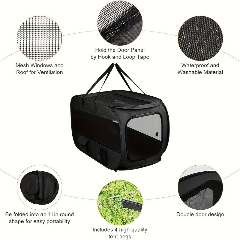 Rectangular Folding Dog Kennel for Puppies, Pet Tent for Supervised Rest with Foldable Design, Olive Green, Grey, Navy or Black Options, 1 Piece