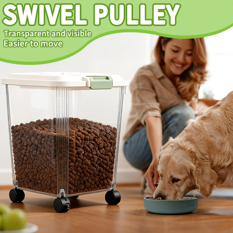 Dog Food Storage Container with Scoop and Locking Lid, 11 or 22 lb Stationary Bins and 55 lb Wheeled Option for Dry Cat Food and Pantry Organization
