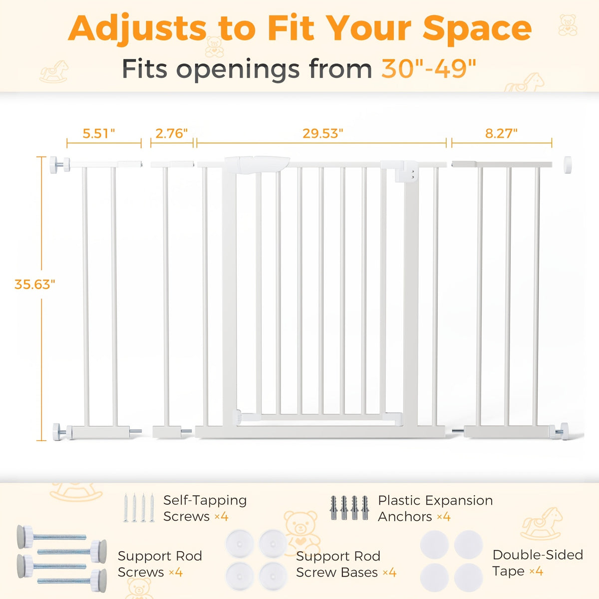 Auto Close Pet Gate in White, Pressure Mounted Walk Through Dog Barrier with Two-Way Swing, One-Hand Operation and Extensions for Doorways and Hallways