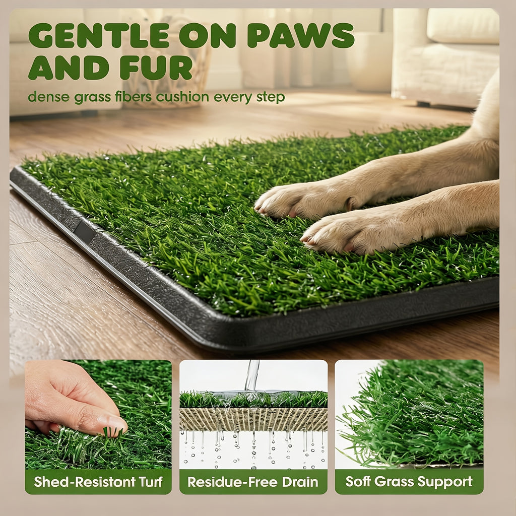 Puppy Grass Potty Training Pad with Tray, Reusable 4-Layer Artificial Turf Dog Toilet in Three Sizes for Apartments, Balconies and RV Travel