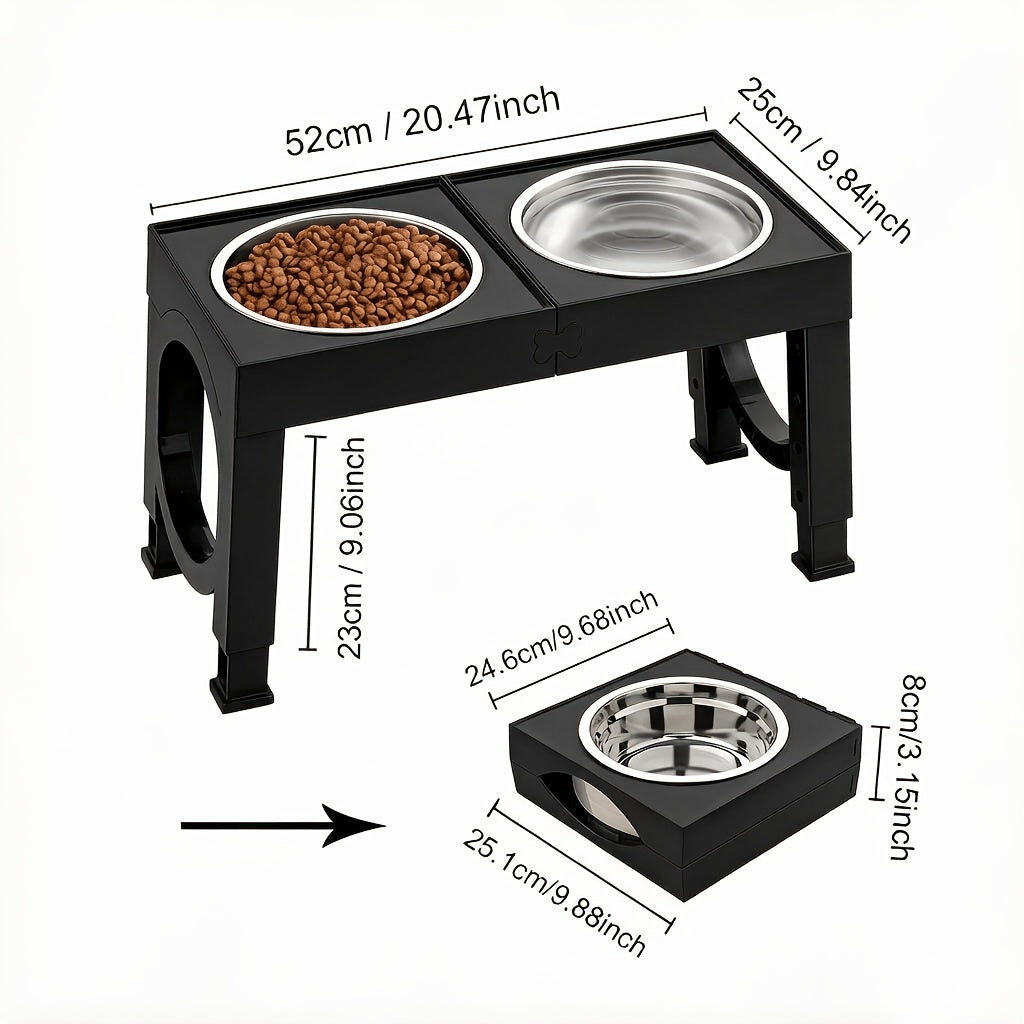 Elevated Dog Bowls Feeding Station with 9, 11, 12 and 14 Inch Adjustable Heights, Raised Food and Water Stand for Medium and Large Dogs