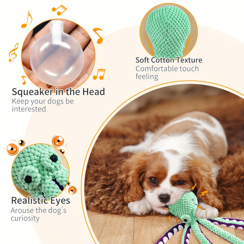Six-Legged Octopus Dog Toy with Squeaker, Single Plush Interactive Pet Toy for Medium Dogs, Supervised Gentle Play and Dog Gift Baskets