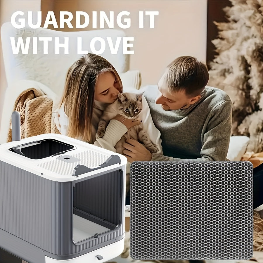 Cat Litter Box Kit with Foldable Large-Capacity Design, Tray, Scoop, Deodorizer Pack and Trash Bag for Indoor Cat Potty Care