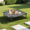Elevated Dog Bed 32 Inch in Gray, Medium Raised Pet Cot with Breathable Teslin Fabric and Iron Frame for Indoor Rest and Outdoor Lounging