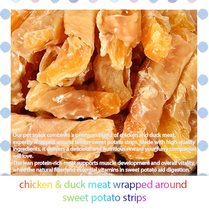 Duck Sweet Potato Dog Treats, Meat-Wrapped Sweet Potato Strips in 3.53 oz / 100g Options for Supervised Snack Time and Training Rewards