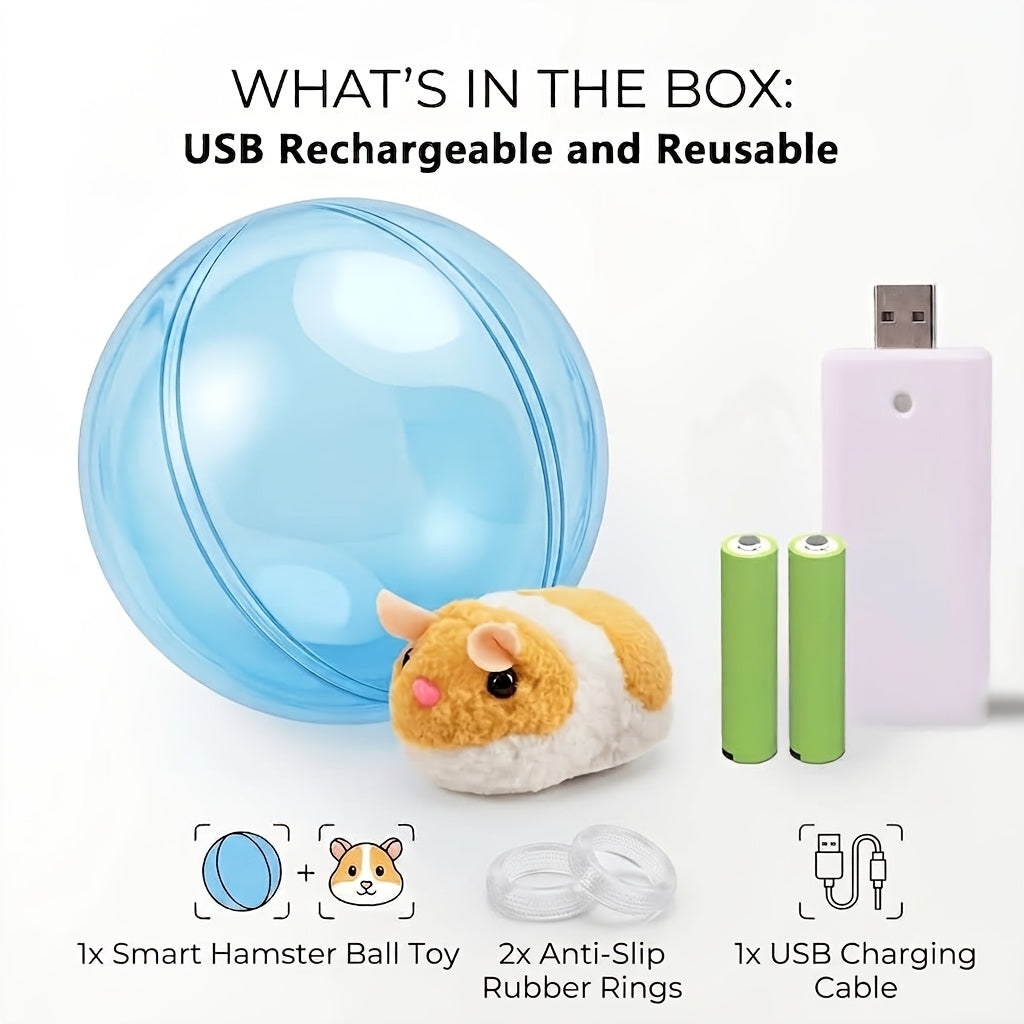 Rechargeable Cat Toy Ball with Motion Activated Movement, Automatic Indoor Chase Toy in Blue or Pink with Rabbit or Squirrel Style Options