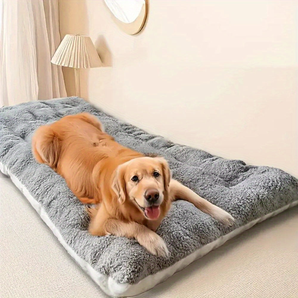 Dog Sofa Bed with Polyester Fiber Filling, Gray L Plush Pet Resting Mat with Thick Soft Cushioning for Cozy Indoor Naps and Everyday Lounging