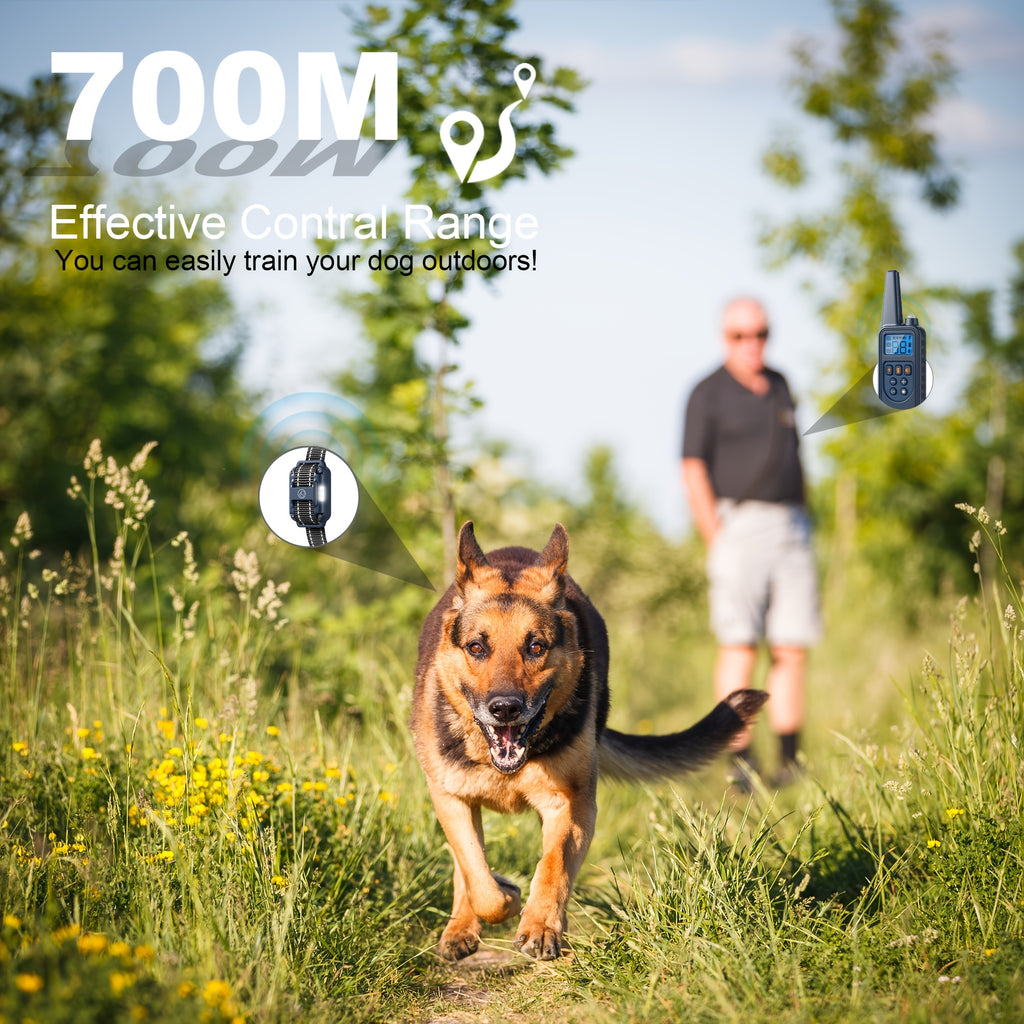 Dog Training Collar with Remote and LED Lights, Beep, Vibration and Static Stimulation Modes, Black or Blue Single-Dog and Blue Two-Dog Options