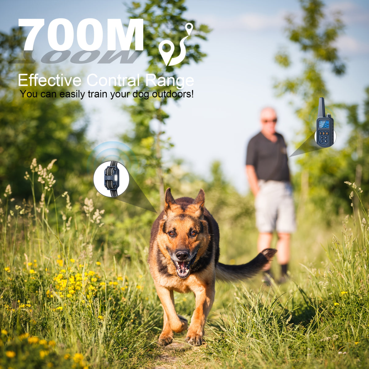 Dog Training Collar with Remote and LED Lights, Beep, Vibration and Static Stimulation Modes, Black or Blue Single-Dog and Blue Two-Dog Options
