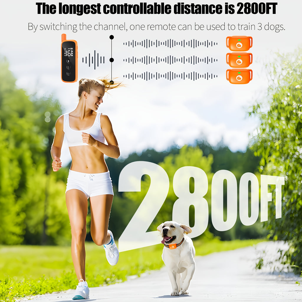 Dog Training Collar with Keypad Lock, 2600ft Listed Remote Range, Rechargeable Beep, Vibration and Static Modes, Orange or Purple Options for 1 to 3 Dogs